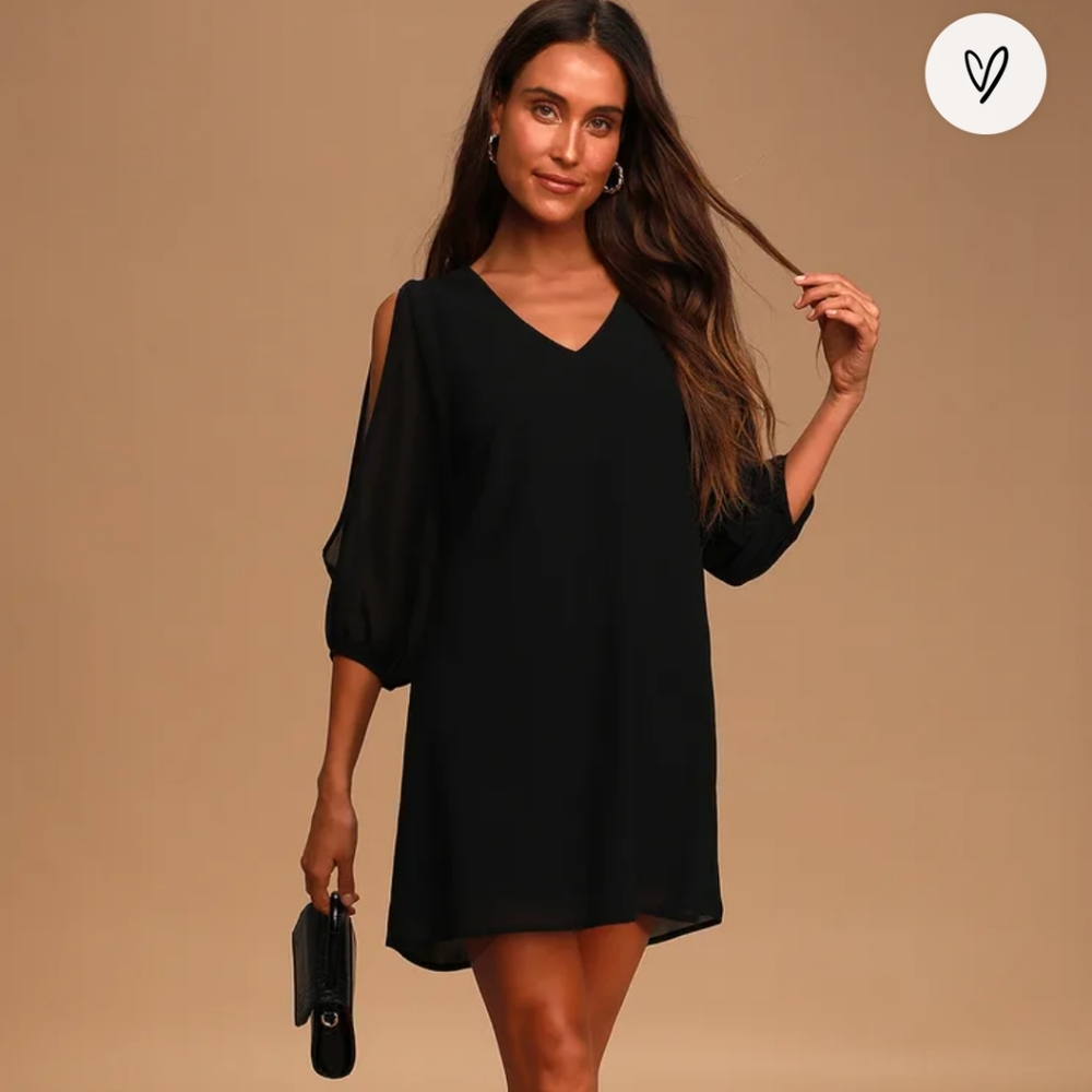 Lulu's Shifting Dears Black Long Sleeve Dress